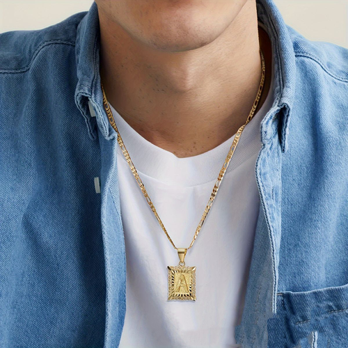 Popular letter necklace, square gold-plated NK necklace