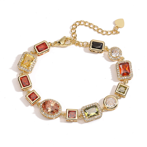 Temperament light luxury colored diamond square choker necklace high-end necklace