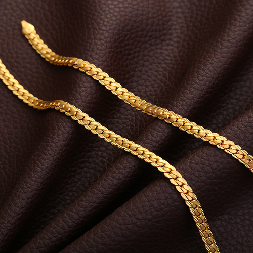 Hot selling necklace in Europe and America 5MM side embossed necklace fashionable copper necklace