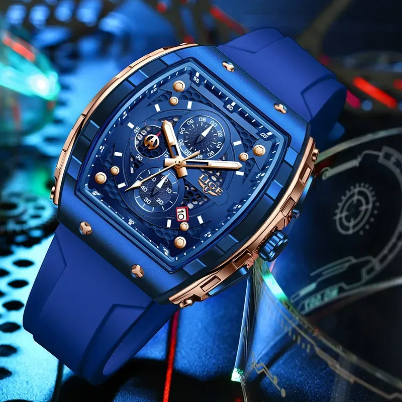 LIGE LG89148 Dropshipping China Male Quartz Watch Stylish Silicone Strap Chrono Calendar in Stock New Business Hand Watch