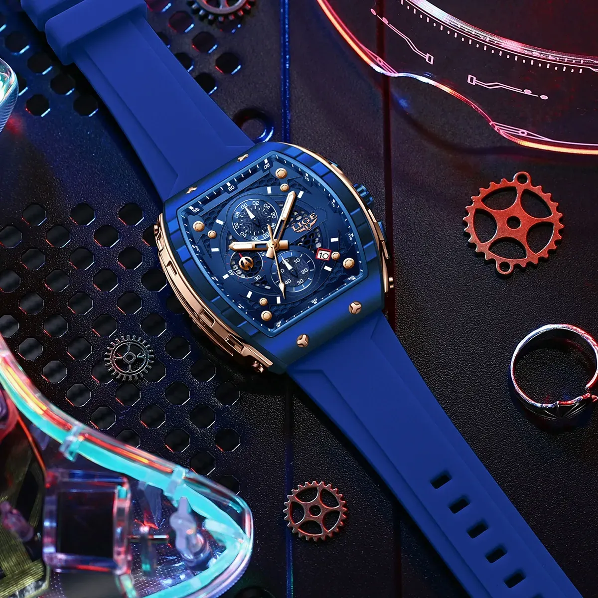 LIGE LG89148 Dropshipping China Male Quartz Watch Stylish Silicone Strap Chrono Calendar in Stock New Business Hand Watch