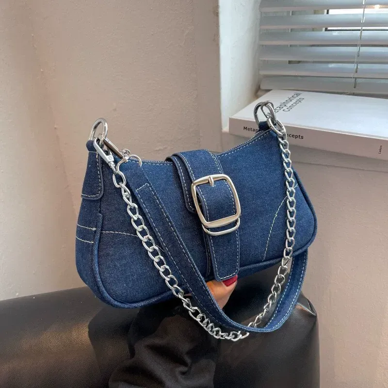 High-grade canvas small bag for women Summer fashion chain messenger bag shoulder underarm bag