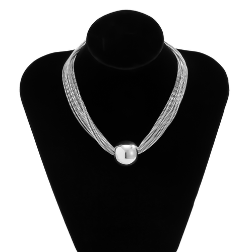 Multi-layer chain stacking necklace Simple niche geometric sphere personality necklace