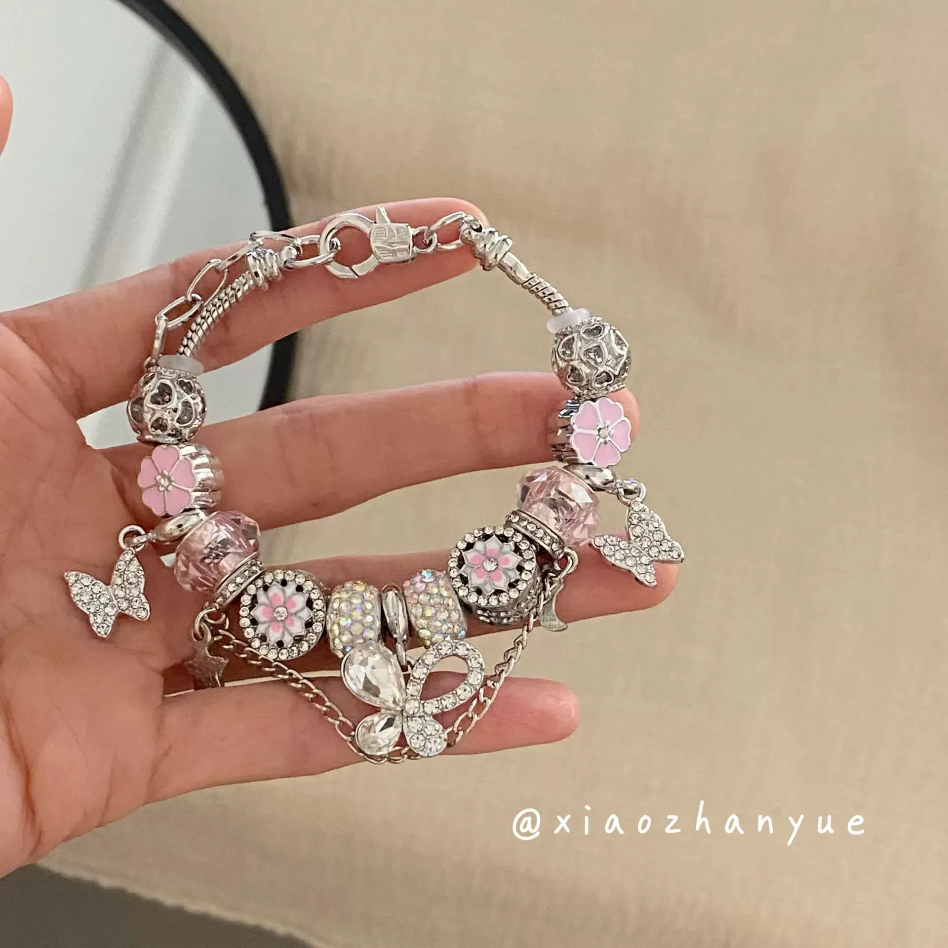 New pink oil drop heart fresh flower hot selling bracelet