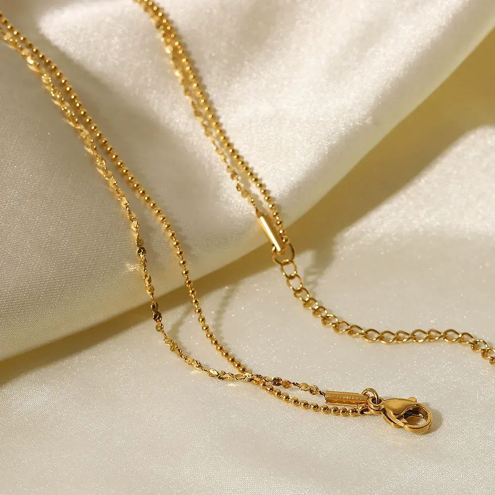 Light luxury double-layer diamond sequin titanium steel necklace, no fading