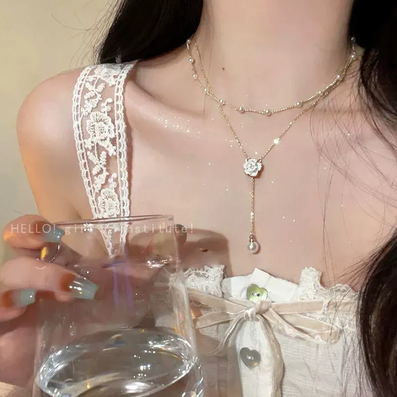 Double-layer pearl necklace, elegant clavicle chain