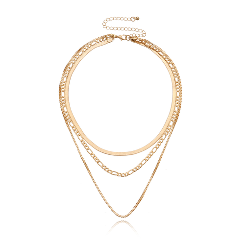 Hip-hop geometric exaggerated multi-layer necklace for women Fashion punk popular short necklace necklace