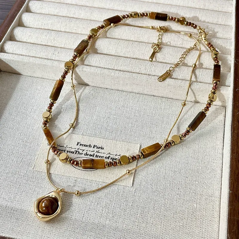 Temperament double-layered pendant necklace, retro temperament necklace