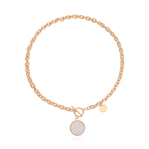 Simple and elegant metal acrylic mother-of-pearl pendant necklace