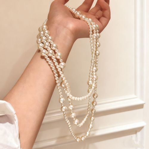 Temperament multi-layer pearl sweater chain simple long necklace women's accessories