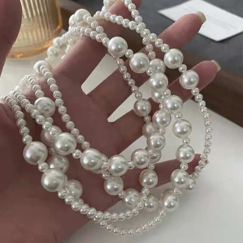 Temperament multi-layer pearl sweater chain simple long necklace women's accessories