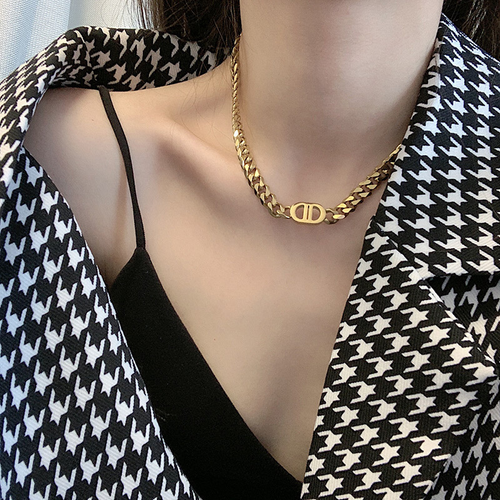 Stainless Steel Jewelry Titanium Steel Double D Clavicle Chain Unisex