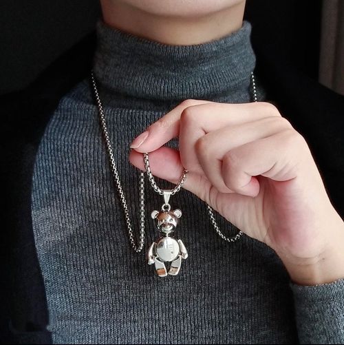 New bear necklace with movable limbs, sweater chain, no fading