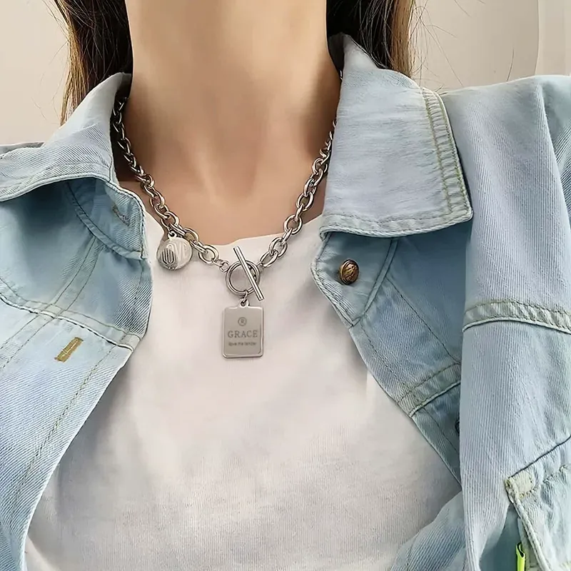 Trendy stainless steel necklace for men and women, hip-hop personality ins clavicle chain trendy hiphop