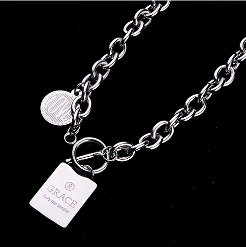 Trendy stainless steel necklace for men and women, hip-hop personality ins clavicle chain trendy hiphop