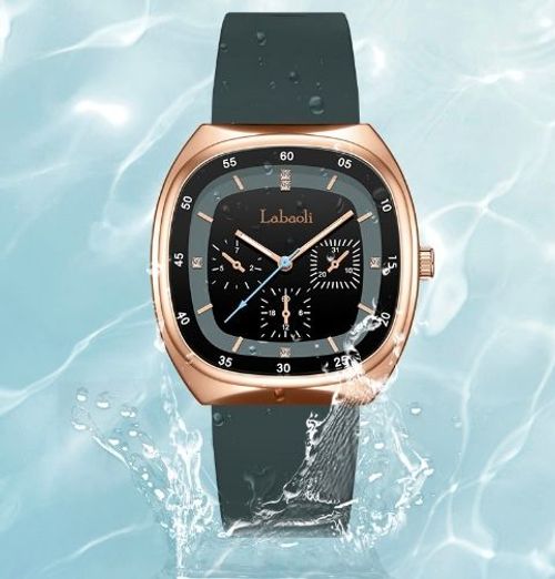 New Labaoli women's watch with silicone strap, large and waterproof watch