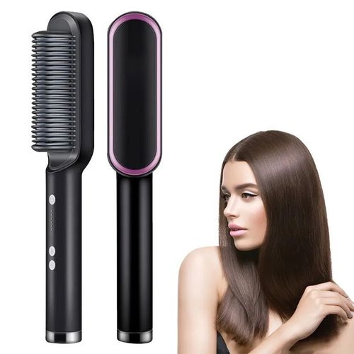 High Quality Professional Ceramic Hair Straightener & Curler Electric Fast Heating Comb Fashion Styling Brush