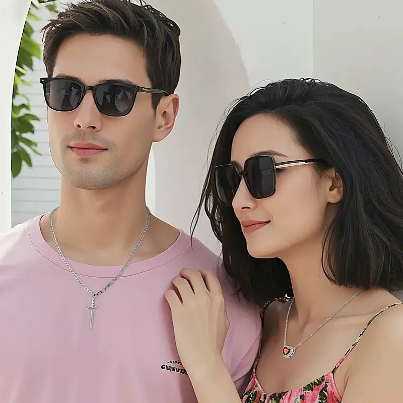 Hot selling love diamond sword-shaped necklace double layer crystal pendant necklace, couple style