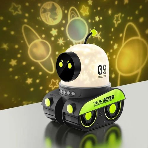 Robot Starry Sky Projector Night Light With Music USB Rechargeable Rotate LED Lamp Colorful Star Baby Gift