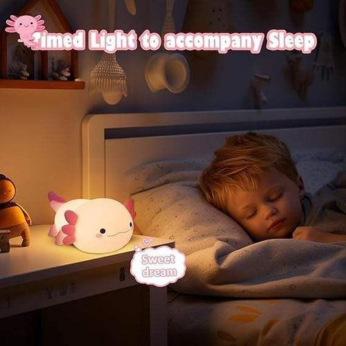 Axolotl Night Light for Kids Silicone Nursery Sleeping Light Portable USB Rechargeable Bedside Lamp for Baby's Room