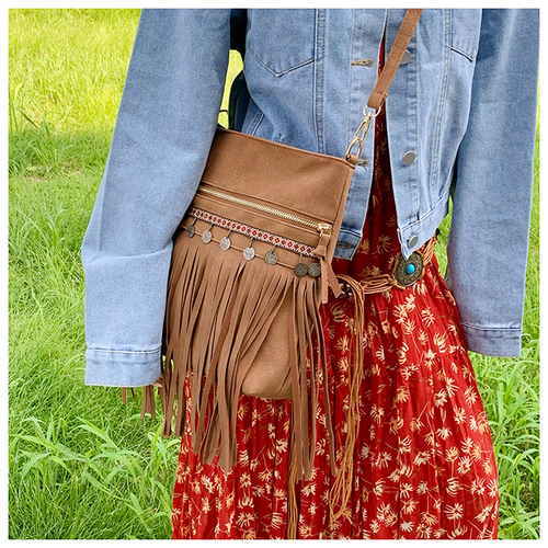 Retro new fashion tassel bag ethnic style bag women's shoulder crossbody bag mobile phone bag