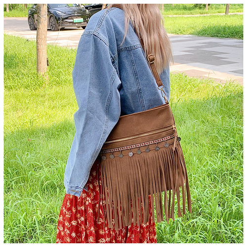 Retro new fashion tassel bag ethnic style bag women's shoulder crossbody bag mobile phone bag