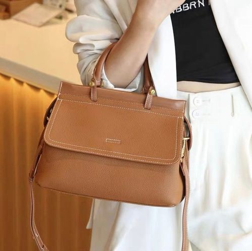 Genuine leather women's bag 2025 new style fashionable large capacity shoulder messenger bag first layer cowhide small square bag women