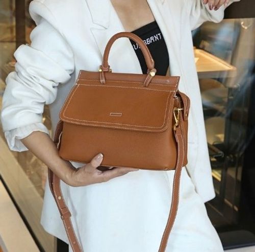 Genuine leather women's bag 2025 new style fashionable large capacity shoulder messenger bag first layer cowhide small square bag women