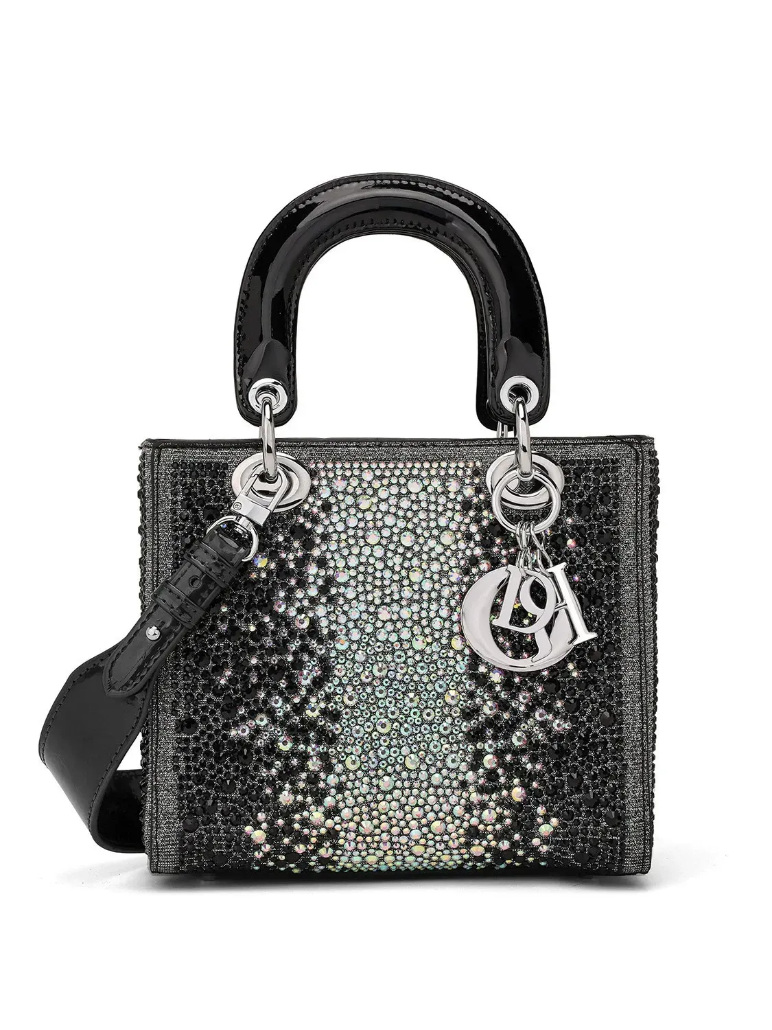 Women's leather bag, stylish and exquisite French style rhinestone handbag