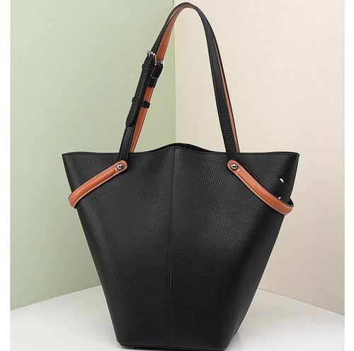 High-end large-capacity portable bucket bag, new fashion lychee pattern bag for women