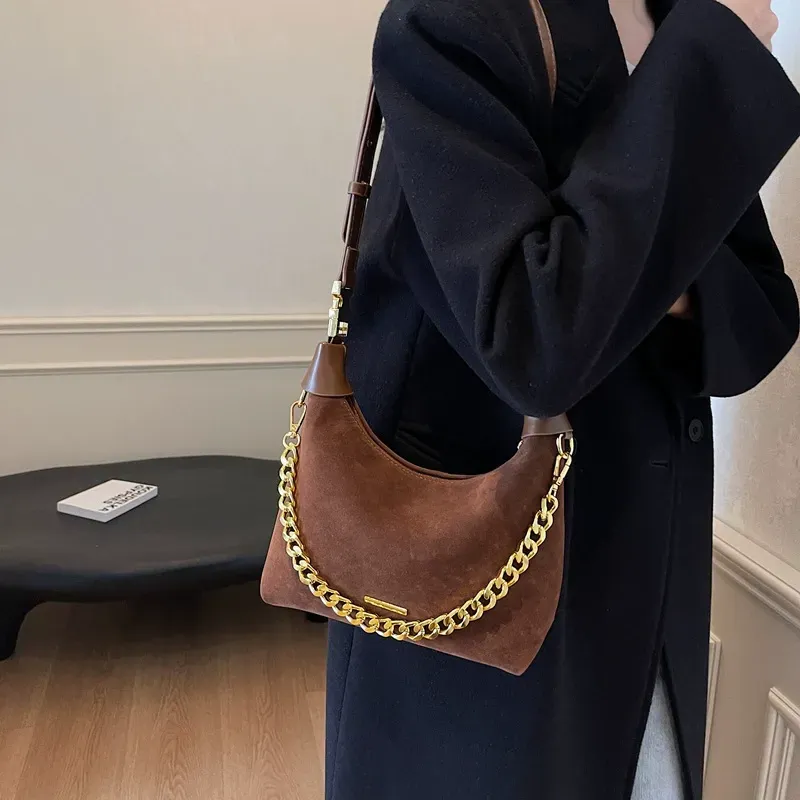 Retro frosted small bag for women 2025 new style high-end shoulder handbag