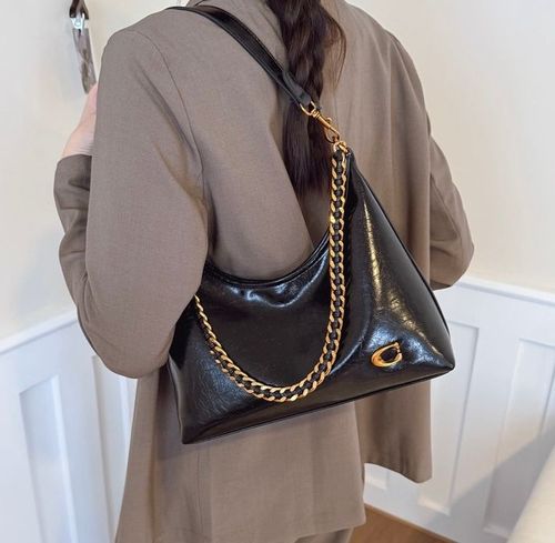 Super hot armpit bag, new French waxed leather shoulder bag, three shoulder straps