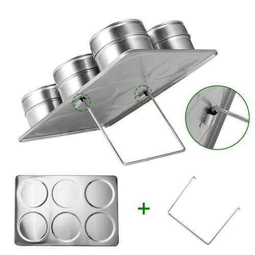 6pcs Magnetic Spice Jars Portable Stainless Steel Spice Jars Seasoning Can Storage Containers Set