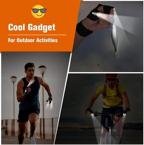 LED Half Finger Glove for Men Women Outdoor Waterproof Night Fishing Bait Cycling Running Flashlight Durable Fingerless Gloves