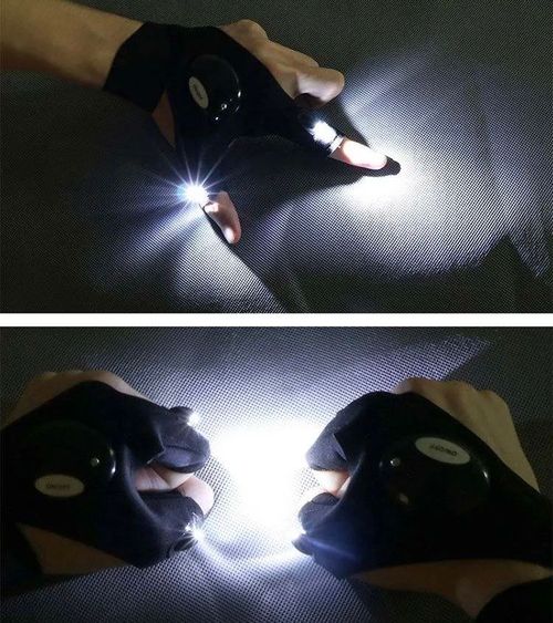 LED Half Finger Glove for Men Women Outdoor Waterproof Night Fishing Bait Cycling Running Flashlight Durable Fingerless Gloves