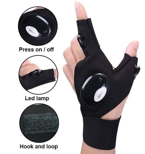 LED Half Finger Glove for Men Women Outdoor Waterproof Night Fishing Bait Cycling Running Flashlight Durable Fingerless Gloves
