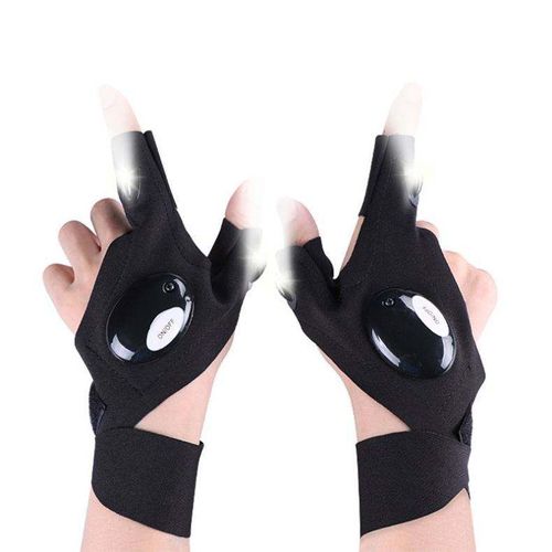 LED Half Finger Glove for Men Women Outdoor Waterproof Night Fishing Bait Cycling Running Flashlight Durable Fingerless Gloves