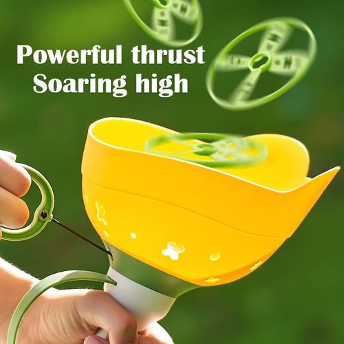 Manual Capture Game with 6 Discs, Flying Disc Launcher Toy, Outdoor Toys for Kids, Toddler Chasing Toy