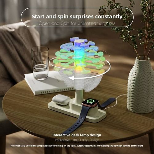 Modern Design Spiral Tree Wireless Charging Night Light Creative New Year Gift for Mobile Phone Headset Watch Battery Powered