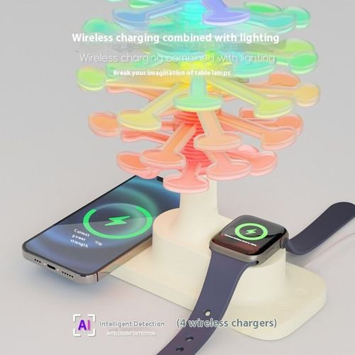 Modern Design Spiral Tree Wireless Charging Night Light Creative New Year Gift for Mobile Phone Headset Watch Battery Powered