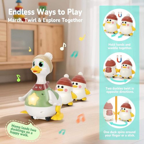 NEW Early Learning Tummy Time Toy Swinging Duck Light-Up Crawling Baby Toys
