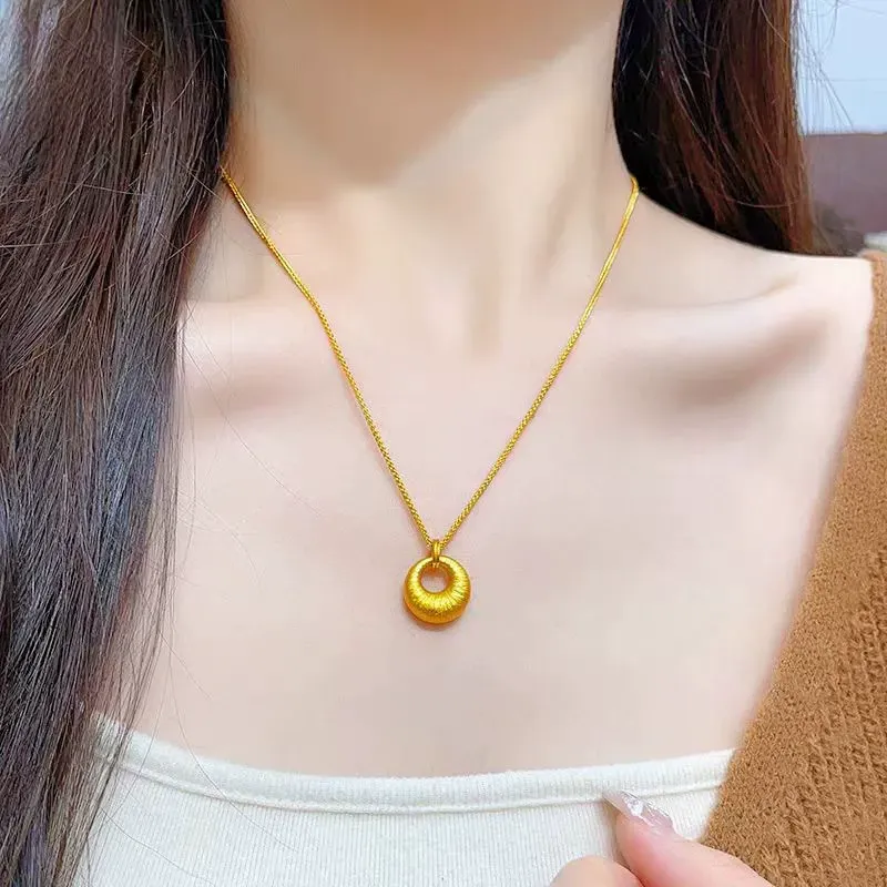 Gold-plated hollowed-out lucky bead necklace for women