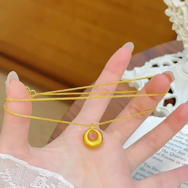 Gold-plated hollowed-out lucky bead necklace for women