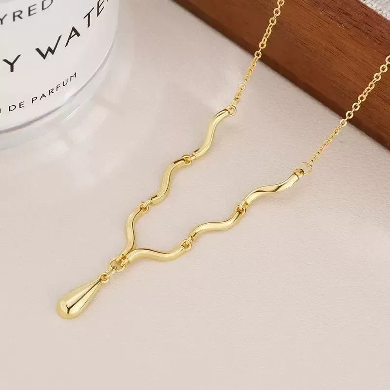 Irregular wave teardrop necklace jewelry