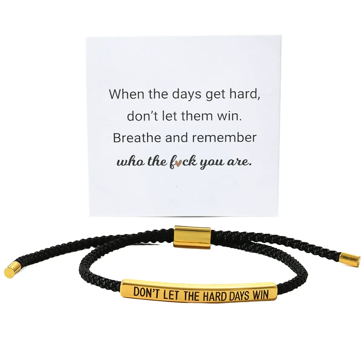 Stainless Steel Engraving Inspirational Bracelet Braided String Bracelet with Encouragement Card