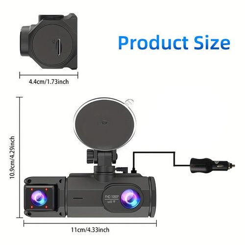 3 Channel Dash Cam Front and Inside 1080P Dash Camera for Cars with 32GB Card, HDR, G-Sensor, 24Hr Parking, Loop Recording