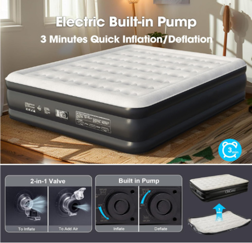 Best-selling Portable Foldable Automatic Inflatable Air Bed with Built-in Pump Modern Design Bedroom Outdoor Camping