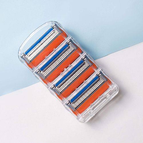 Best-selling, high-quality five-blade progressive stainless steel men's razor, with sharp and durable blades. Includes 1 razor handle and 8 blades.