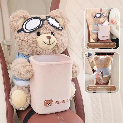 2-in-1 Car Tissue Box & Trash Can: Armrest Organizer