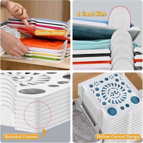 Bestselling 10-pack T-shirt storage rack, stackable wardrobe organizer, shirt folder board